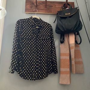 Who What Wear black button blouse with gold detail